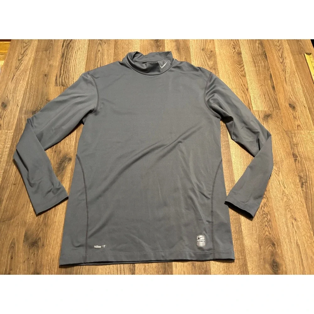 Nike Shirt Mens Size XXL Gray Long Sleeve Mock Neck Base Layer Pro Compression